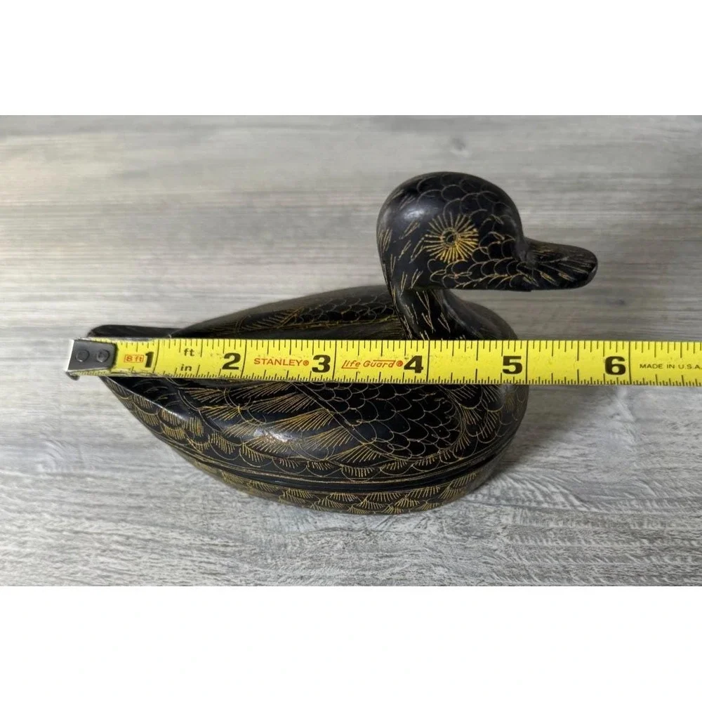 Vtg Duck Etched Lacquerware Trinket Box Container Hand Painted Thailand 5